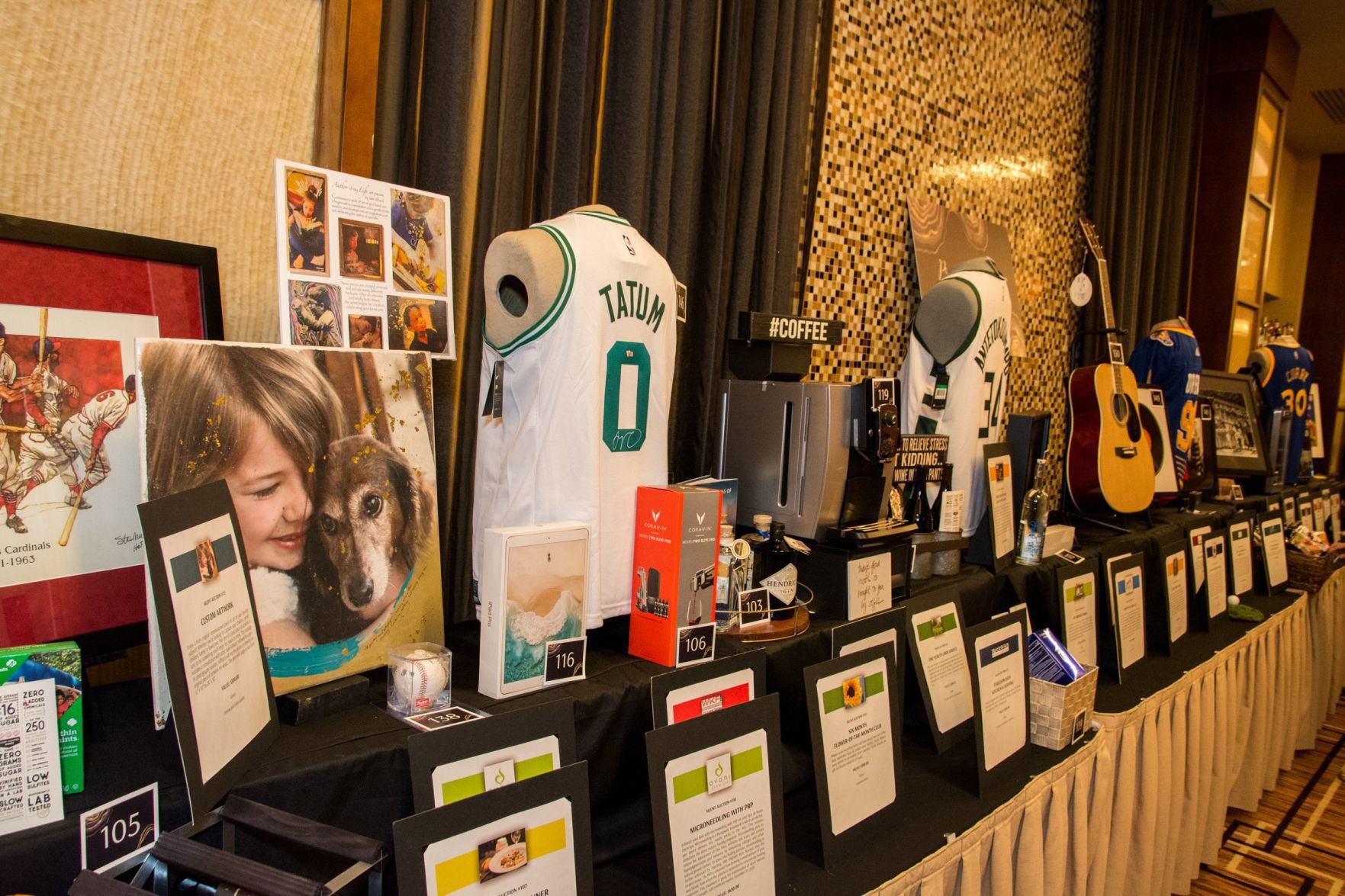 Auction items at the event
